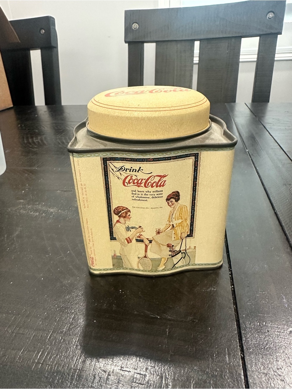 Coca Cola Cream and Red Retro Tin Canister